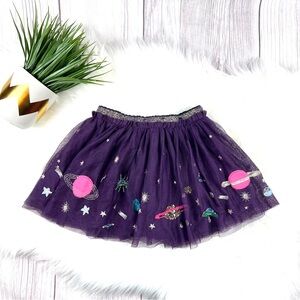 Mini Bodden 4T-5T Girls Space Tutu Skirt Saturn Sequins Embroidered Purple